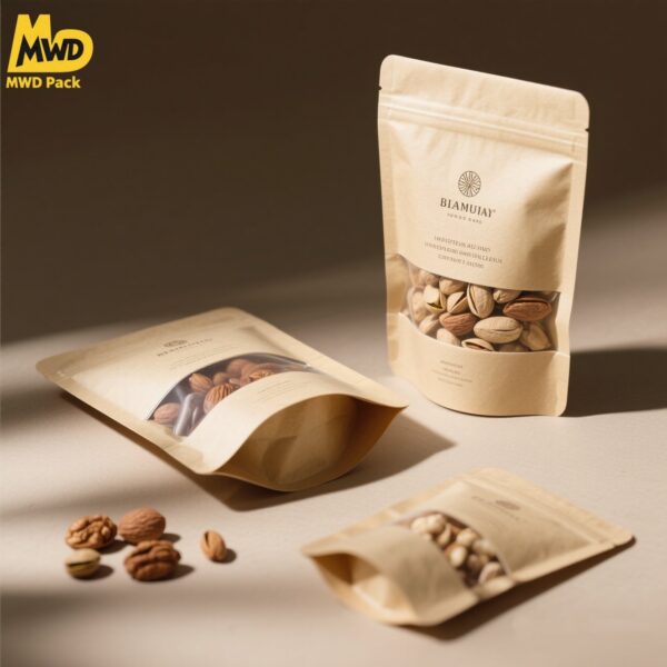 1.jpeg Matte Brown Zipper Stand-Up Kraft Bag